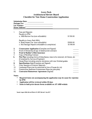 Home construction checklist