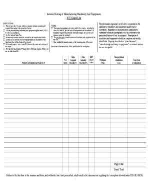 List only manufacturing machinery and equipment eligible under CGS 1281 (76)