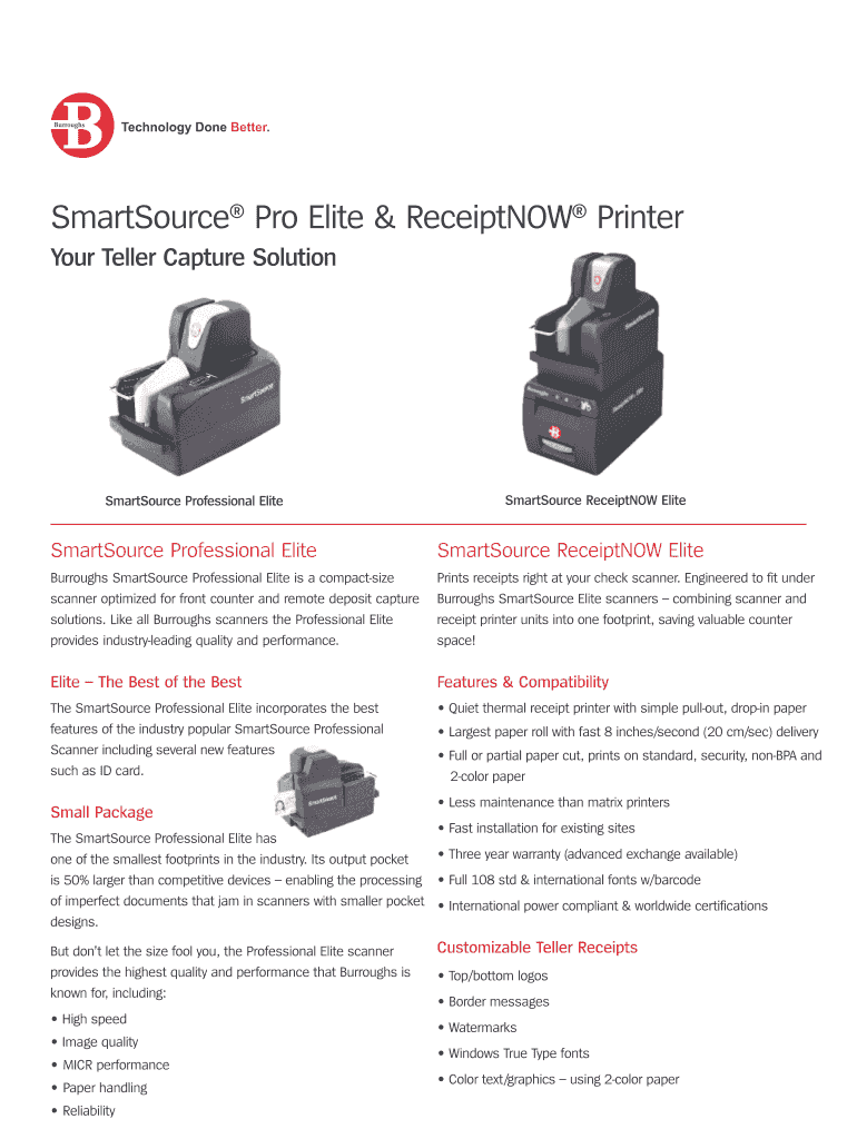 Fillable Online SmartSource Pro Elite &amp; ReceiptNOW Printer Fax Email Print - pdfFiller