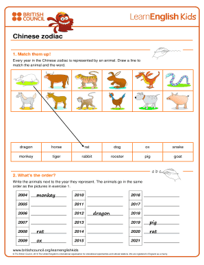 Chinese Zodiac Activity Worksheet