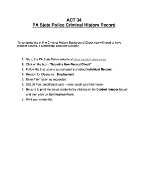 Fillable Online PA State Police Criminal History Record Fax Email Print ...