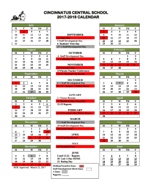 Cincinnatus Central School Calendar - Fill Online, Printable, Fillable,  Blank | pdfFiller