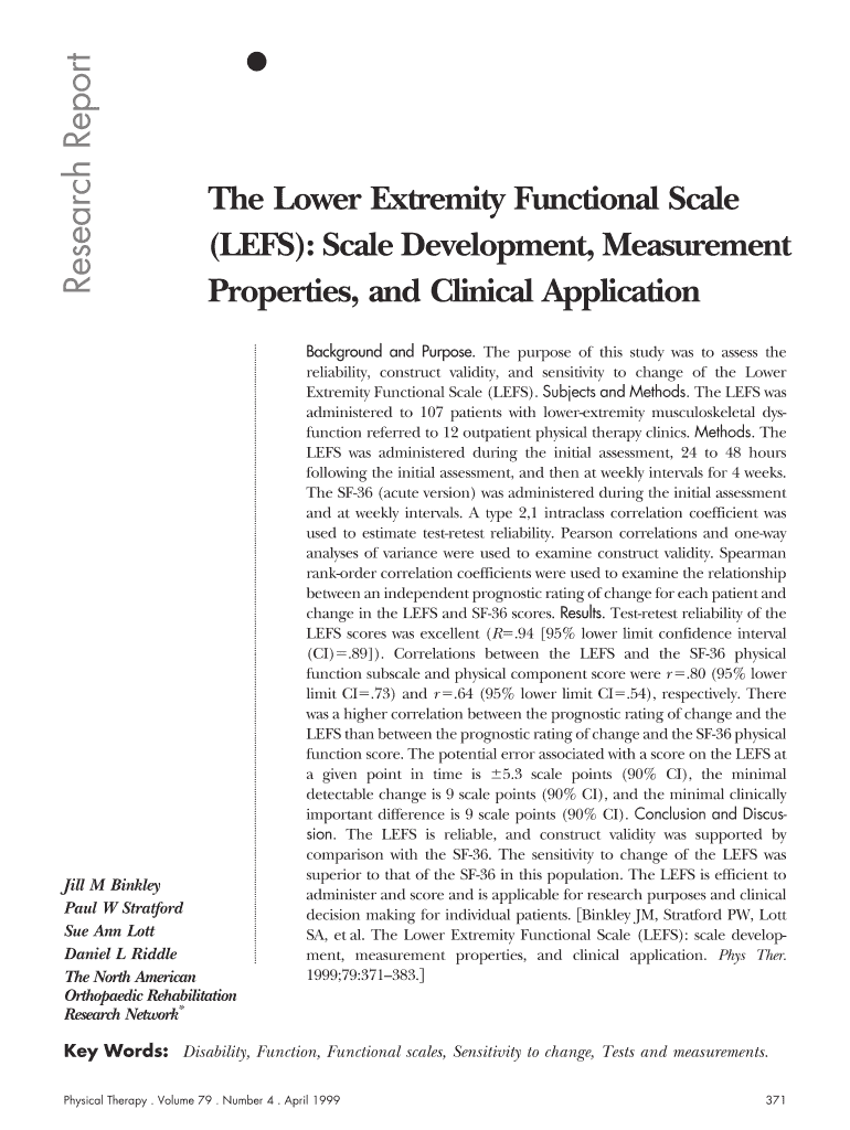 Fillable Online (LEFS): Scale Development, Measurement Fax Email Print ...