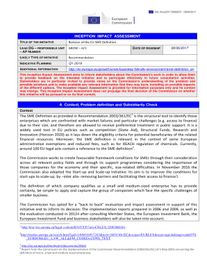 Fillable Online ec europa Revision of the EU SME Definition Fax Email