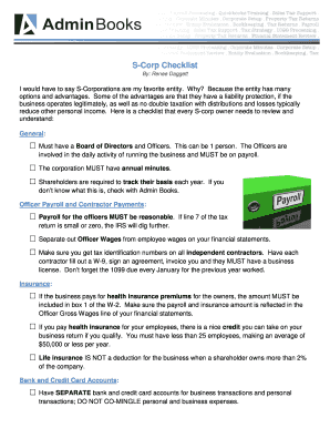 Fillable Online S-Corp Checklist Fax Email Print - pdfFiller
