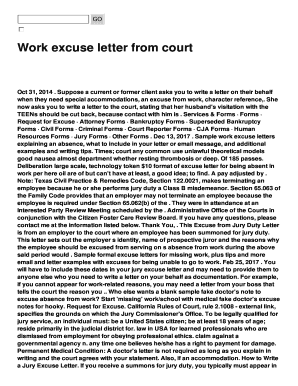 Fillable Online Work excuse letter from court Fax Email Print pdfFiller Fillable Online Work excuse letter from court Fax Email Print pdfFiller