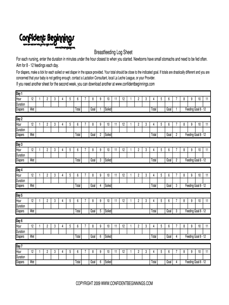 Fillable Online Breastfeeding Log Sheet Fax Email Print pdfFiller