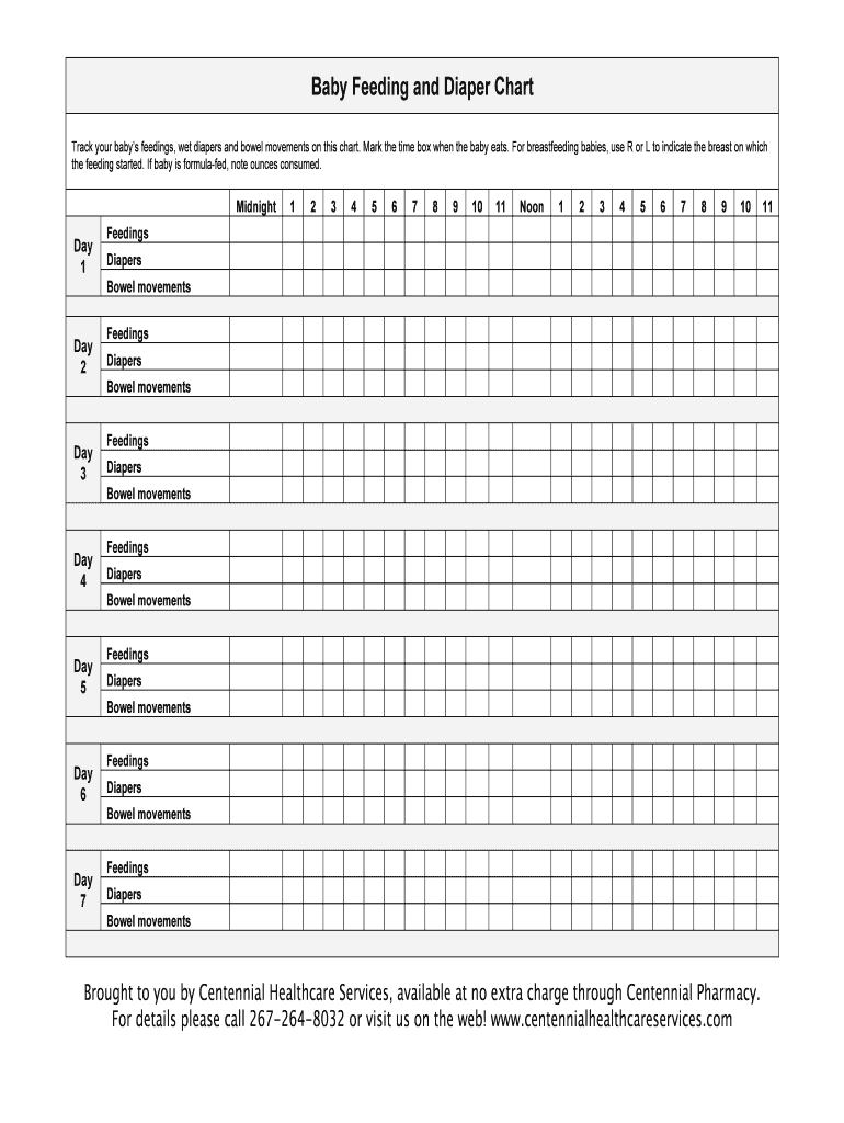 Fillable Online Baby Feeding and Diaper Chart Fax Email Print pdfFiller