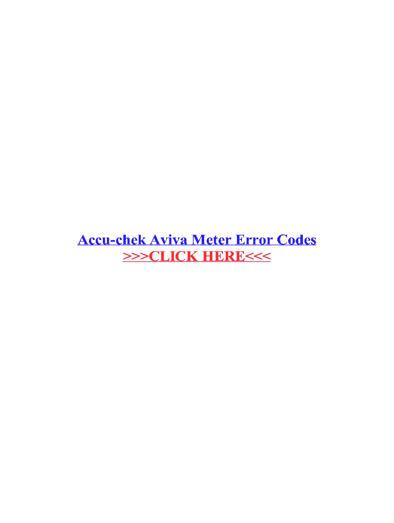 Fillable Online Accuchek Aviva Meter Error Codes Fax Email Print