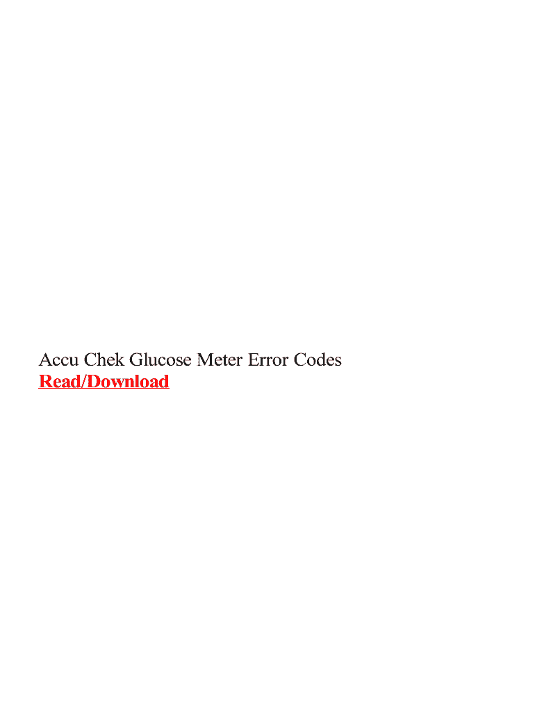 Fillable Online Accu Chek Glucose Meter Error Codes Fax Email Print