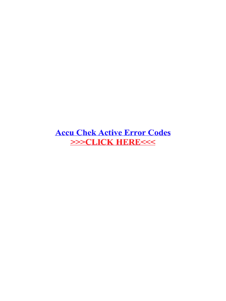 Fillable Online Accu Chek Active Error Codes Fax Email Print pdfFiller