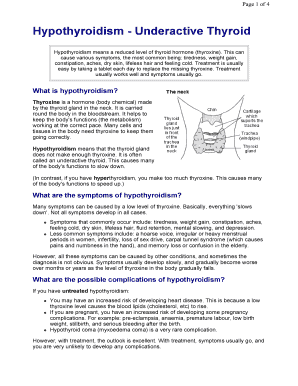 Fillable Online Hypothyroidism - Underactive Thyroid Fax Email Print ...