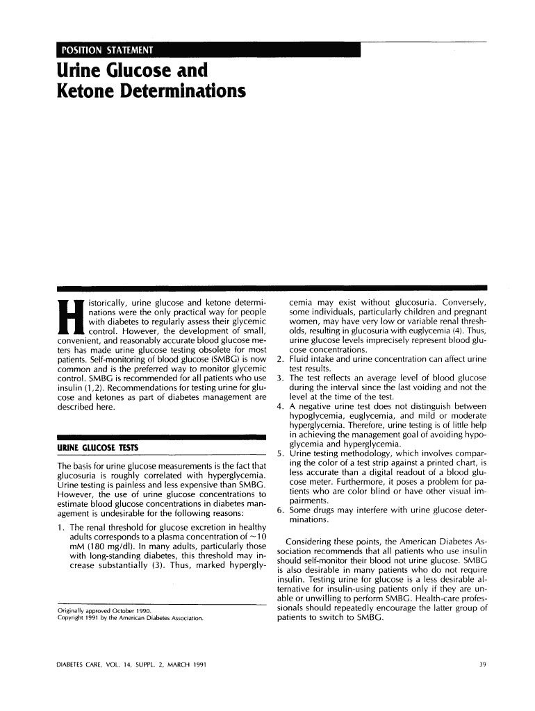 Fillable Online Urine Glucose and Fax Email Print pdfFiller