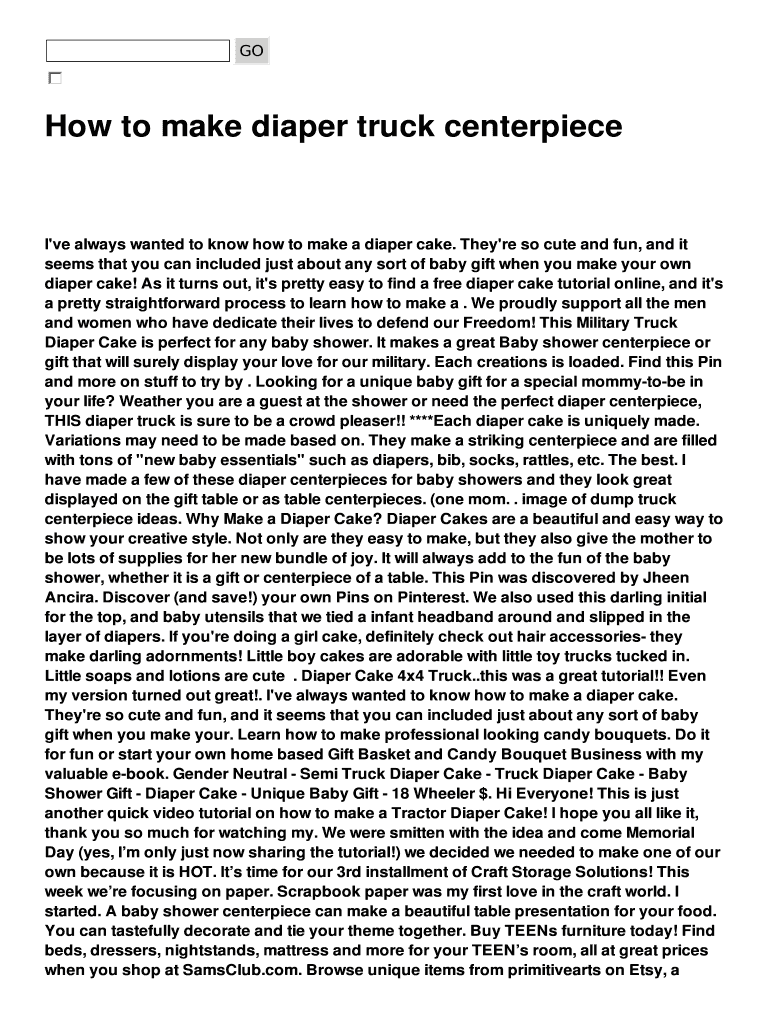 Fillable Online How to make diaper truck centerpiece Fax Email Print