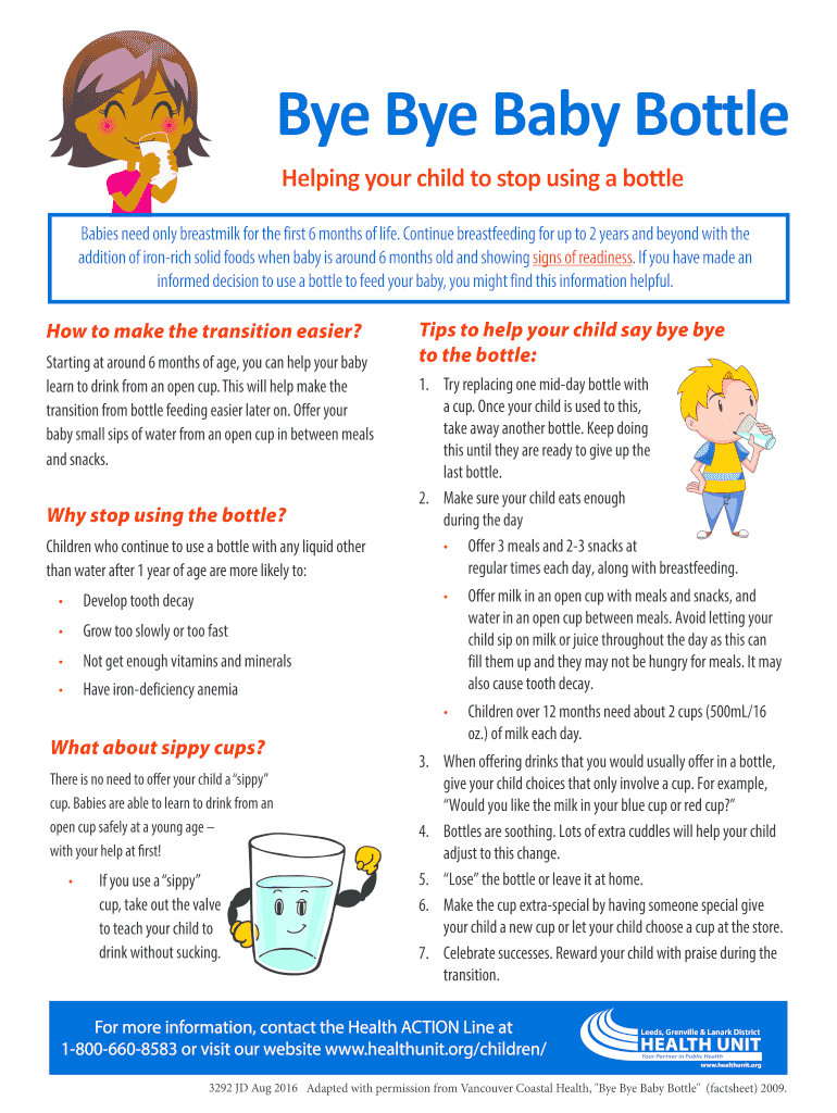 Fillable Online Helping your child to stop using a bottle Fax Email