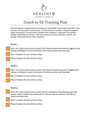 Fillable Online Couch to 5K Training Plan Fax Email Print - pdfFiller