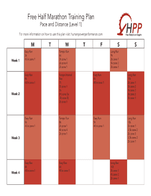 Fillable Online Free Half Marathon Training Plan Fax Email Print ...