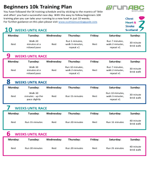 Fillable Online Beginners 10k Training Plan Fax Email Print - pdfFiller