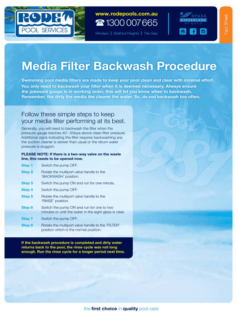 Fillable Online Media Filter Backwash Procedure Fax Email Print pdfFiller