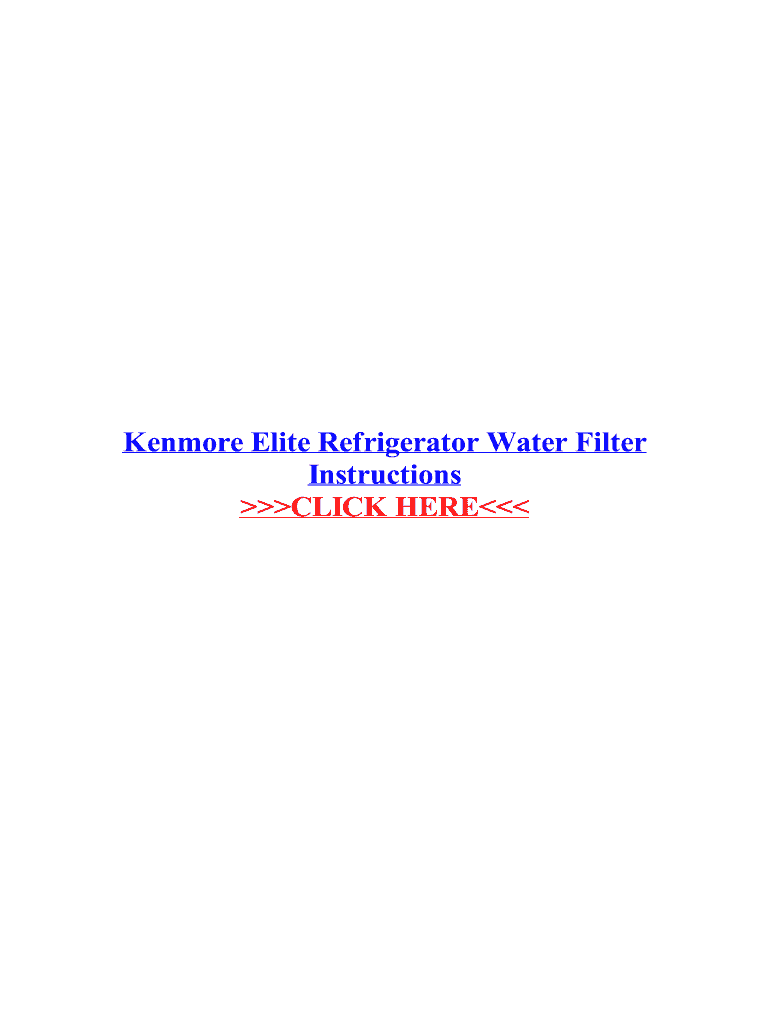 Fillable Online ELITE Water filter Manual Fax Email Print pdfFiller