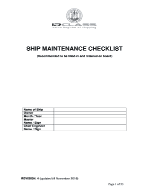 Ship maintenance checklist