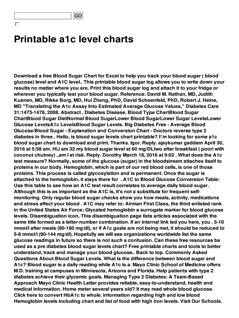 Fillable Online Printable a1c level charts Fax Email Print - pdfFiller