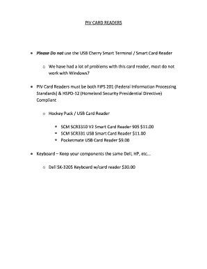Fillable Online PIV CARD READERS Fax Email Print - pdfFiller
