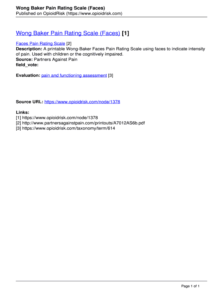 Fillable Online Wong Baker Pain Rating Scale (Faces) Fax Email Print
