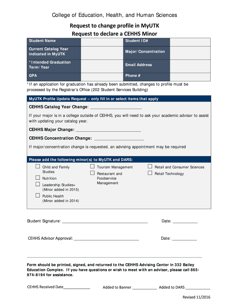 Fillable online request to change profile in myutk fax email print