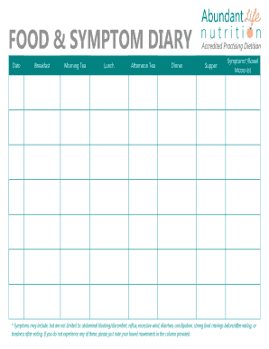 Fillable Online FOOD & SYMPTOM DIARY Fax Email Print - pdfFiller