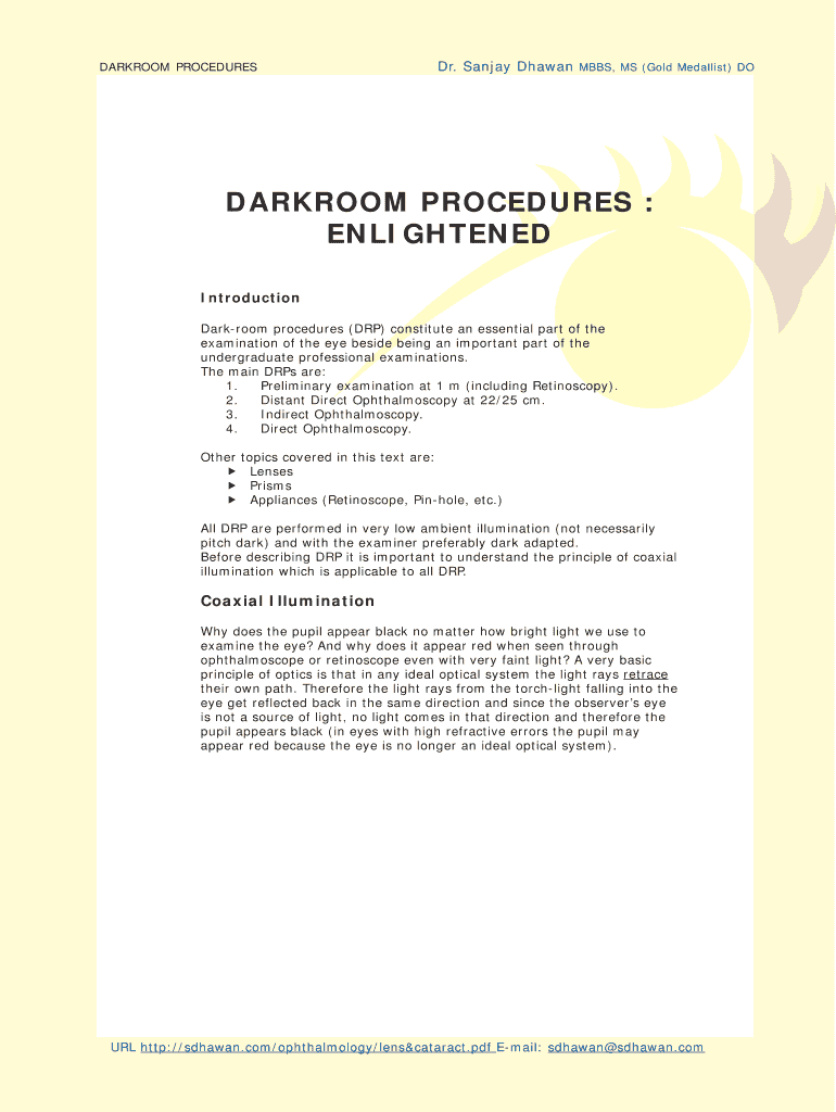 Fillable Online DARKROOM PROCEDURES Fax Email Print pdfFiller