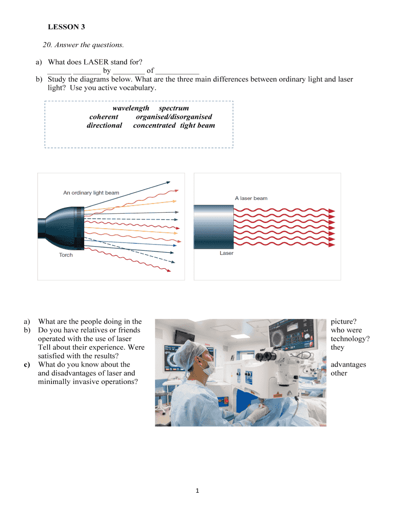 Fillable Online a) What does LASER stand for Fax Email Print pdfFiller