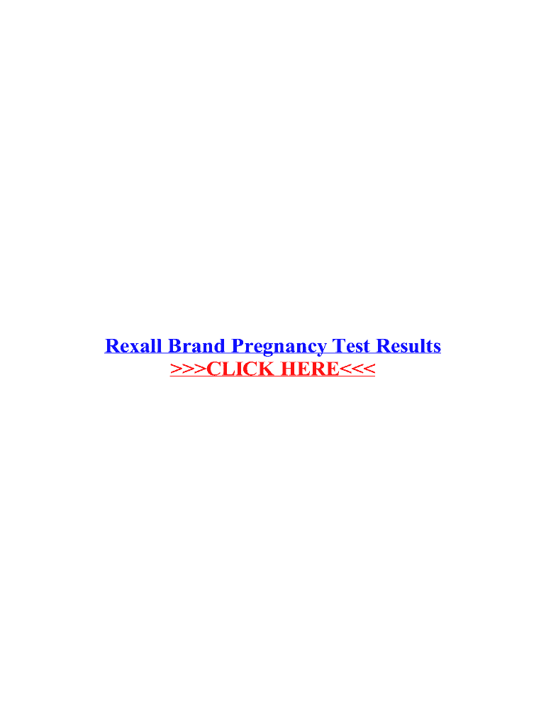 Fillable Online Rexall Brand Pregnancy Test Results Fax Email Print