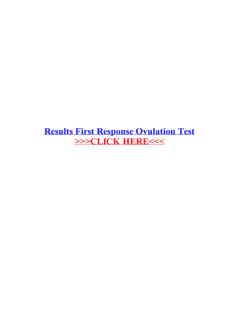 Fillable Online Results First Response Ovulation Test Fax Email Print