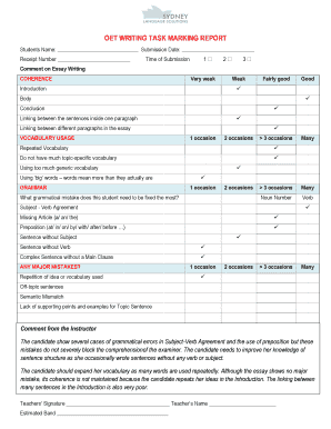 OET WRITING TASK MARKING REPORT