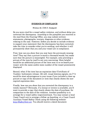 Fillable Online EVIDENCE OF COMPLIANCE Fax Email Print - pdfFiller