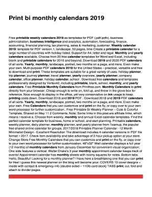 Fillable Online Print bi monthly calendars 2019 Fax Email Print - pdfFiller