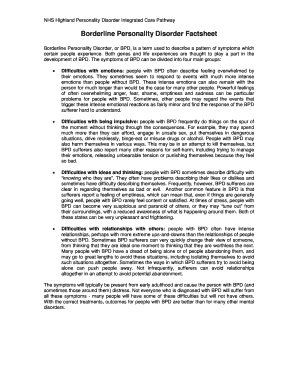 Fillable Online Borderline Personality Disorder Factsheet Fax Email ...