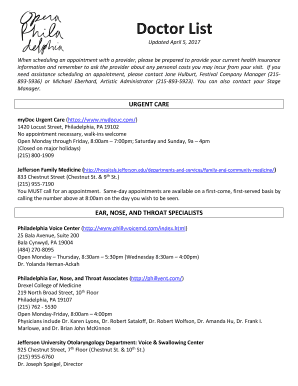 Fillable Online Doctor List Fax Email Print - pdfFiller