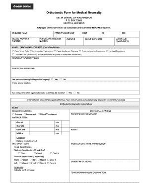 Orthodontic Form for Medical Necessity