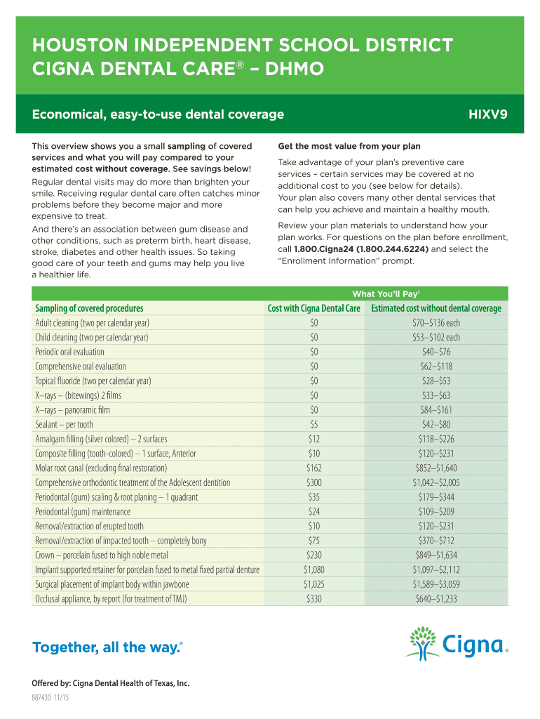 Fillable Online CIGNA DENTAL CARE DHMO Fax Email Print pdfFiller