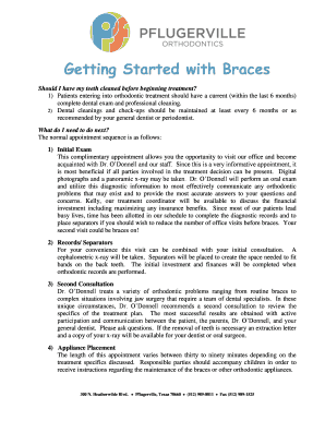 Fillable Online Getting Started with Braces Fax Email Print - pdfFiller