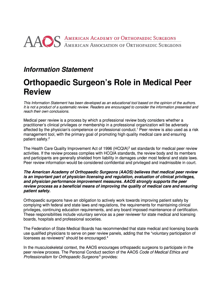 Fillable Online Orthopaedic Surgeons Role in Medical Peer Fax Email