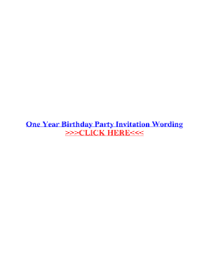 One Year Birthday Party Invitation Wording