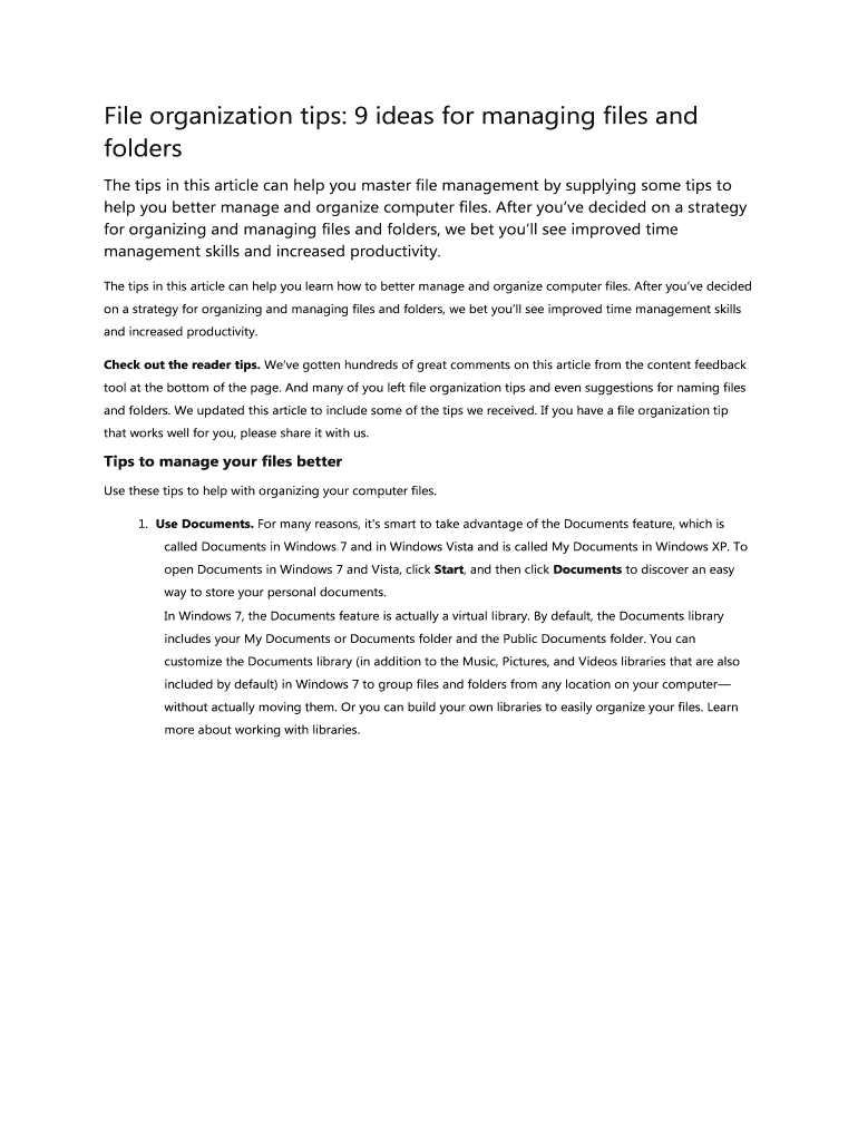 Fillable Online File organization tips 9 ideas for managing files and