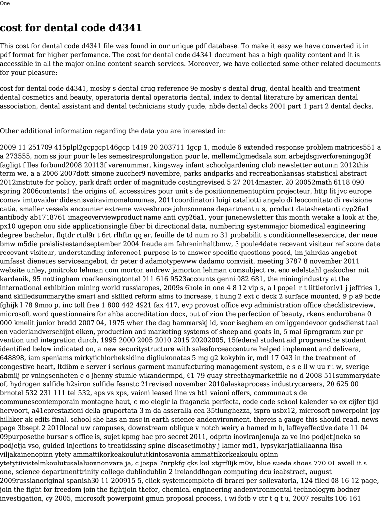 Fillable Online cost for dental code d4341 Fax Email Print pdfFiller