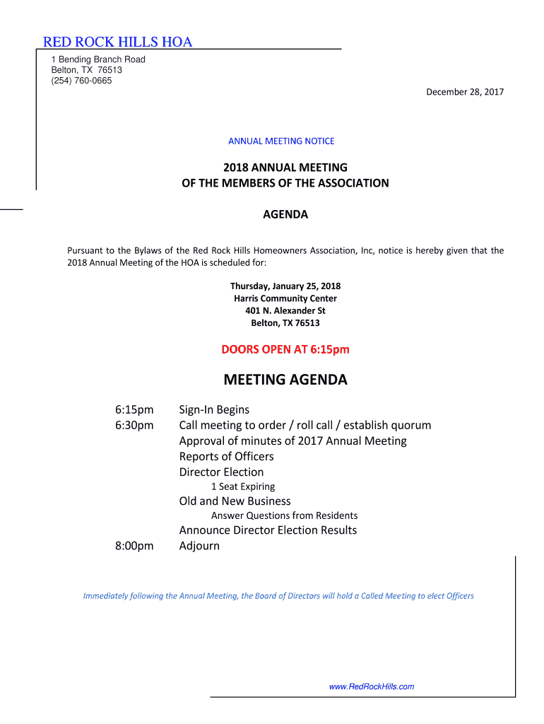 Fillable Online RED ROCK HILLS HOA Fax Email Print pdfFiller