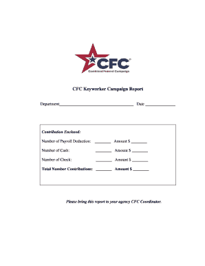 Fillable Online CFC Keyworker Campaign Report Fax Email Print - pdfFiller