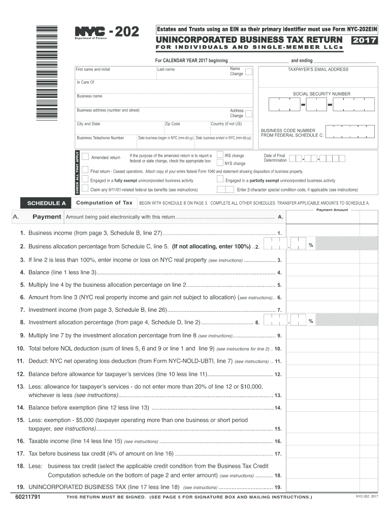 nyc 202 2017-2019 form Preview on Page 1