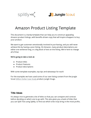 Fillable Online Amazon Product Listing Template Fax Email Print pdfFiller Fillable Online Amazon Product Listing Template Fax Email Print pdfFiller